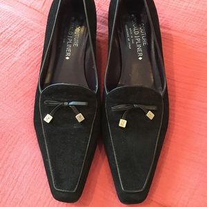 Donald Pliner black suede flats.